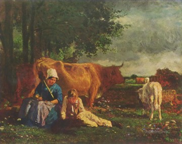 Chèvre Mouton Berger œuvres - berger scène pastorale